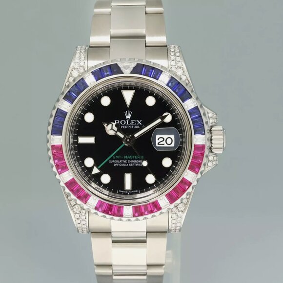 MINT MEN'S ROLEX 40MM ICED SAPPHIRE WATCH - Picture 2 of 7